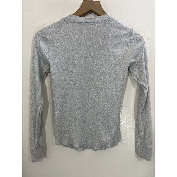 Skims Cotton Rib Long Sleeve Y2K Bella Henley Top XS Coquette Minimalist Lounge - Picture 2 of 15